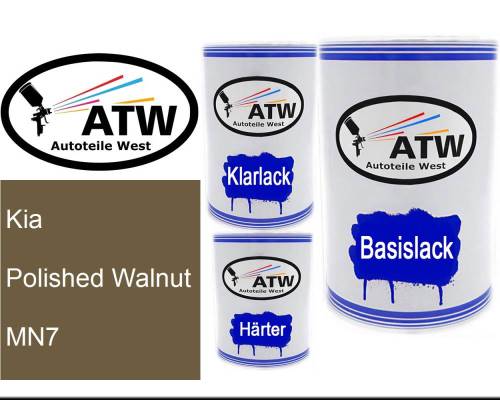 Kia, Polished Walnut, MN7: 500ml Lackdose + 500ml Klarlack + 250ml Härter - Set, von ATW Autoteile West.